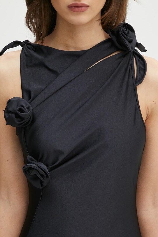 Coperni rochie Asymmetric Flower negru COPR154F5001