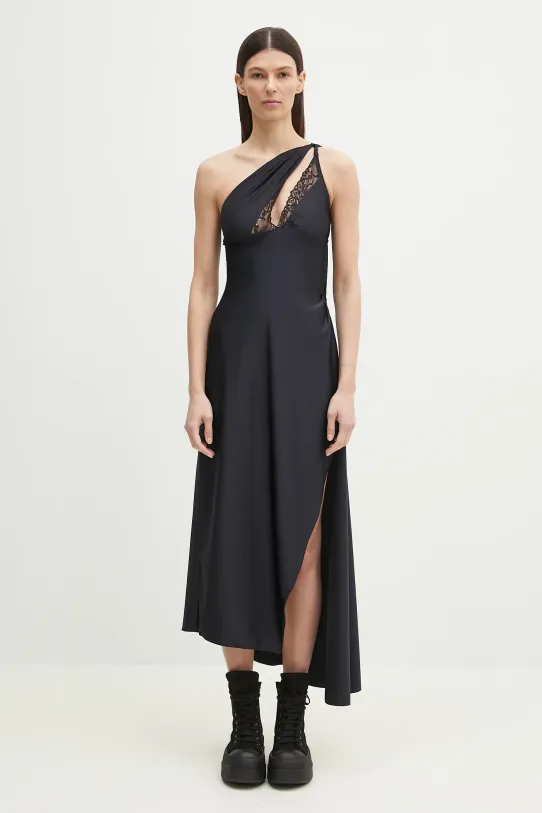 Coperni sukienka Asymmetric Long dzianina czarny COPR135545