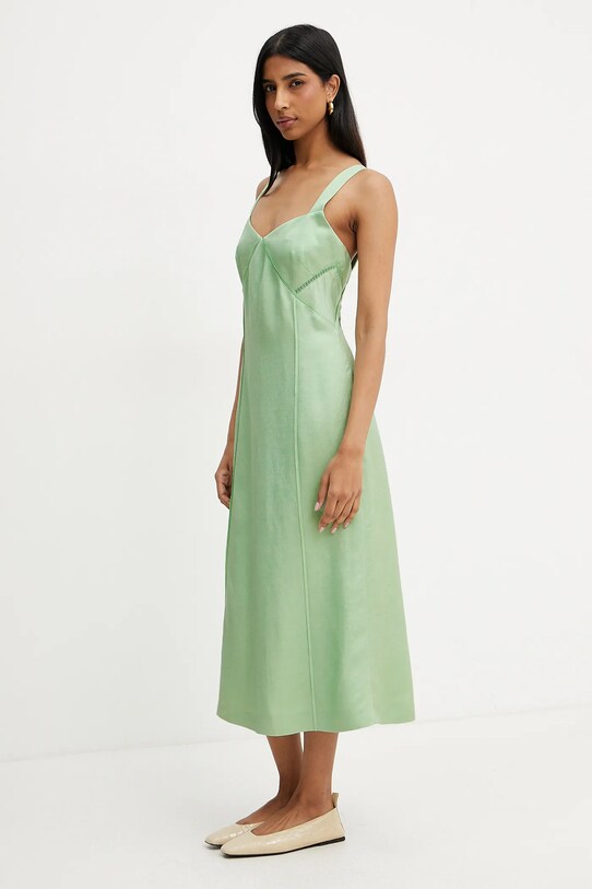 BOSS rochie din amestec de in mini verde 50535332