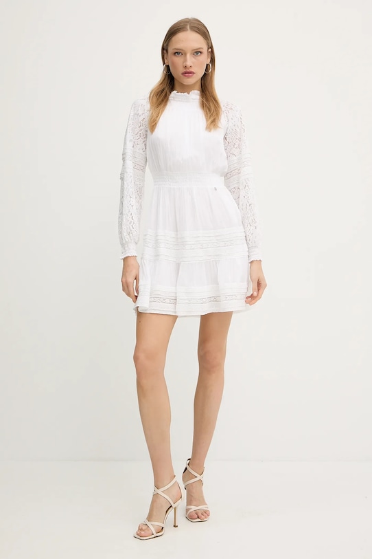 Guess rochie din bumbac AUDREY W5GK24.WE550 alb SS25