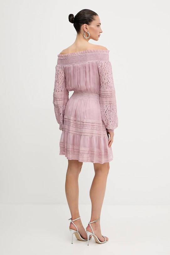 Odzież Guess sukienka bawełniana AUDREY W5GK24.WE550 różowy