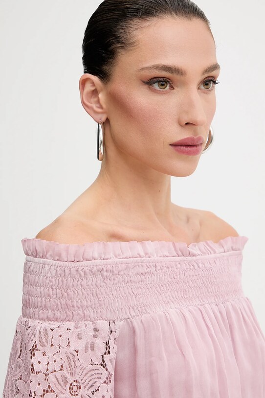 Guess sukienka bawełniana AUDREY różowy W5GK24.WE550