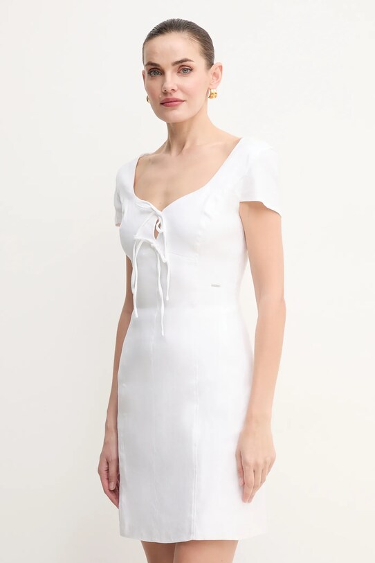 Guess sukienka lniana ISABEAU casual biały W5GK41.WH5L2