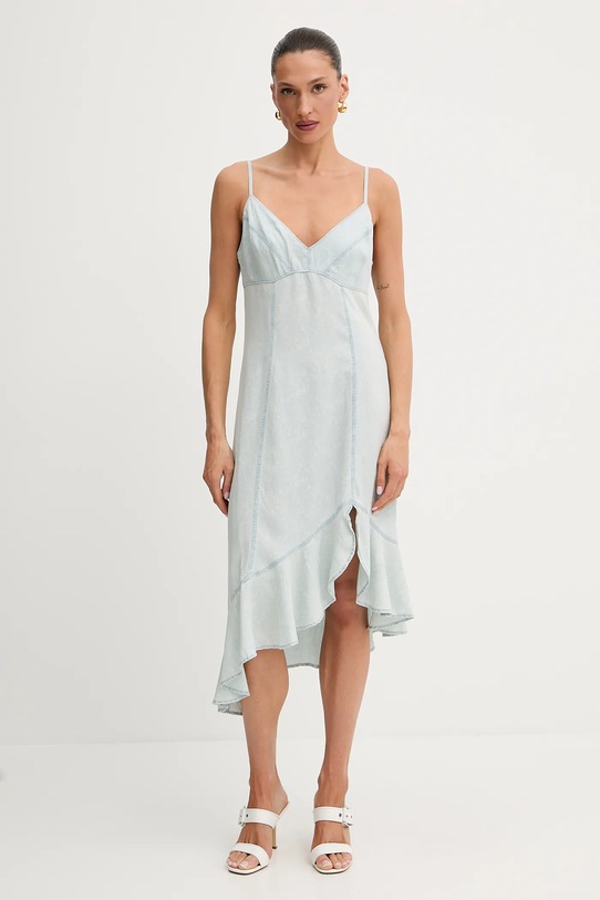 Guess sukienka z domieszką lnu FRANCISCA W5GK44.D5N81 niebieski SS25