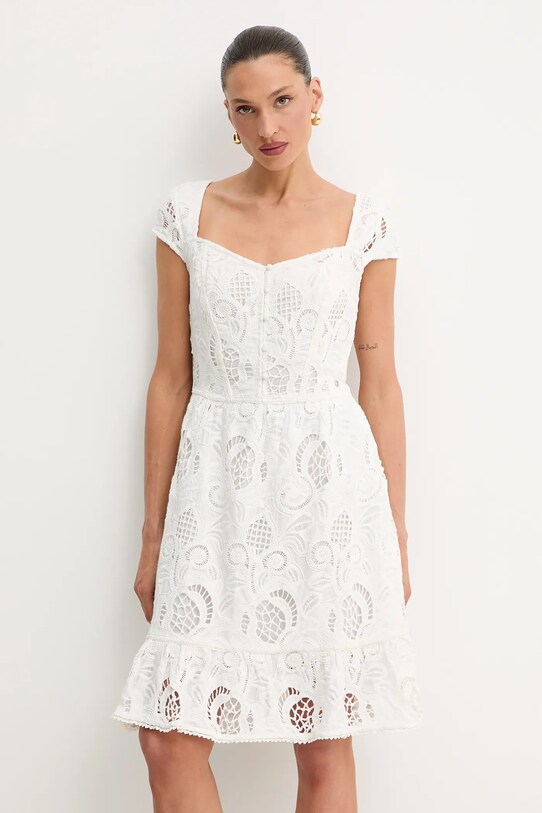 Guess rochie din bumbac DOMITILLA fixat alb W5GK50.WH521