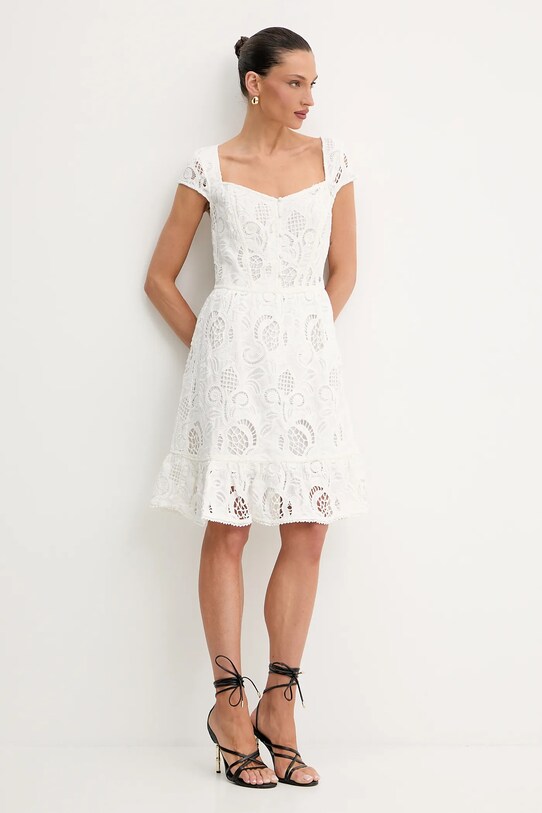 Guess rochie din bumbac DOMITILLA W5GK50.WH521 alb SS25