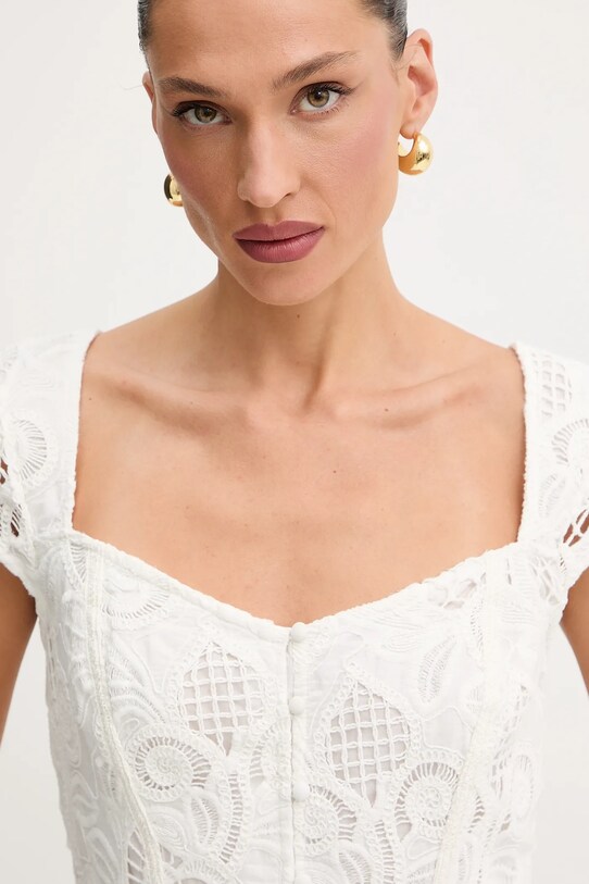 Guess rochie din bumbac DOMITILLA alb W5GK50.WH521