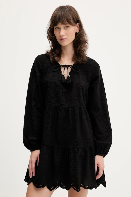 Superdry rochie din bumbac legat negru W8011914A.02A