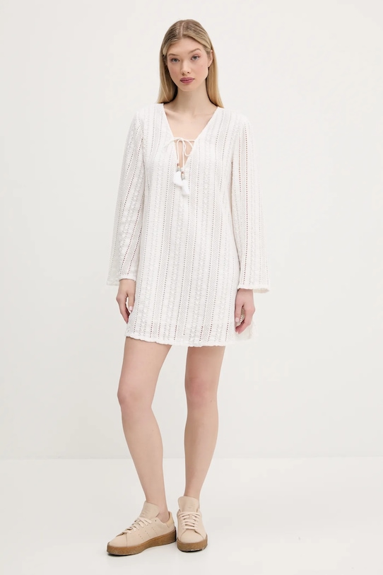 Superdry sukienka bawełniana W8011933A.71D beżowy SS25