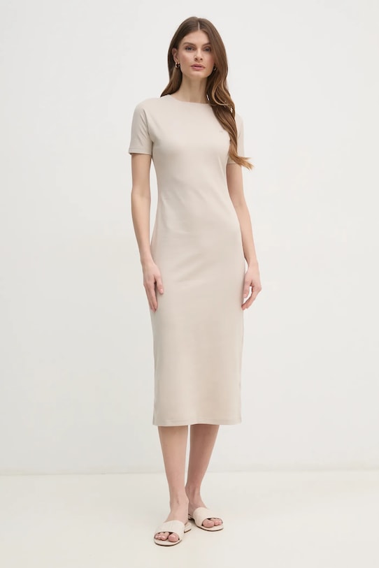 Calvin Klein sukienka bawełniana K20K208299 beżowy SS25