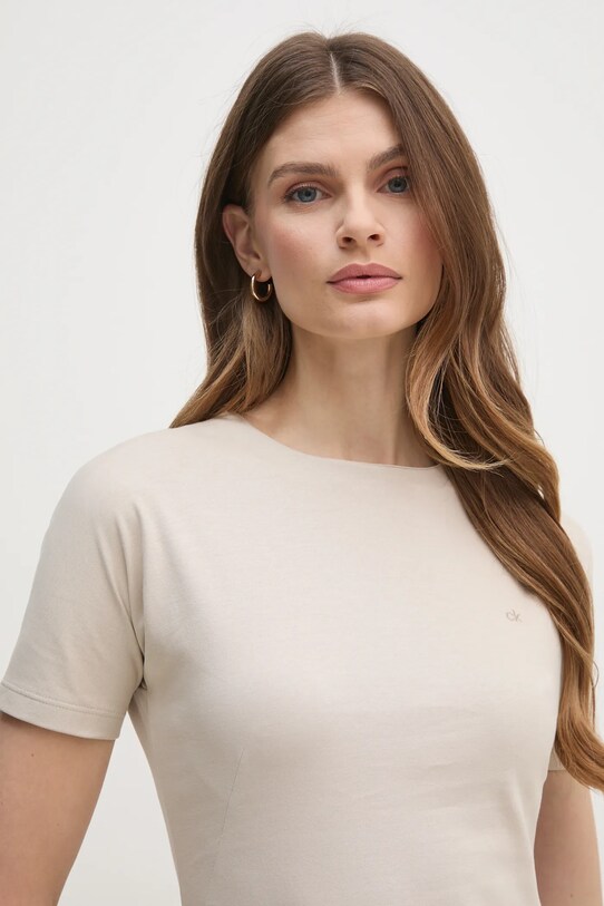 Calvin Klein sukienka bawełniana beżowy K20K208299