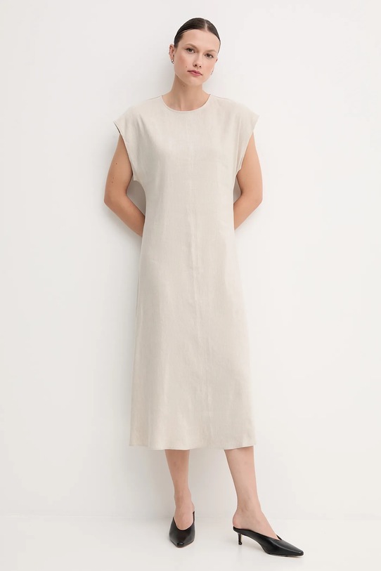 Odzież Calvin Klein sukienka lniana LV044B041G beżowy