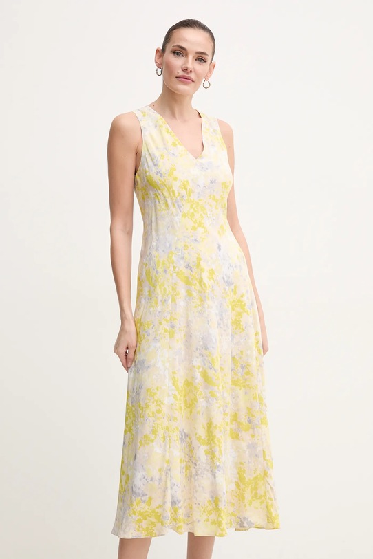 Calvin Klein rochie midi galben LV044B059G