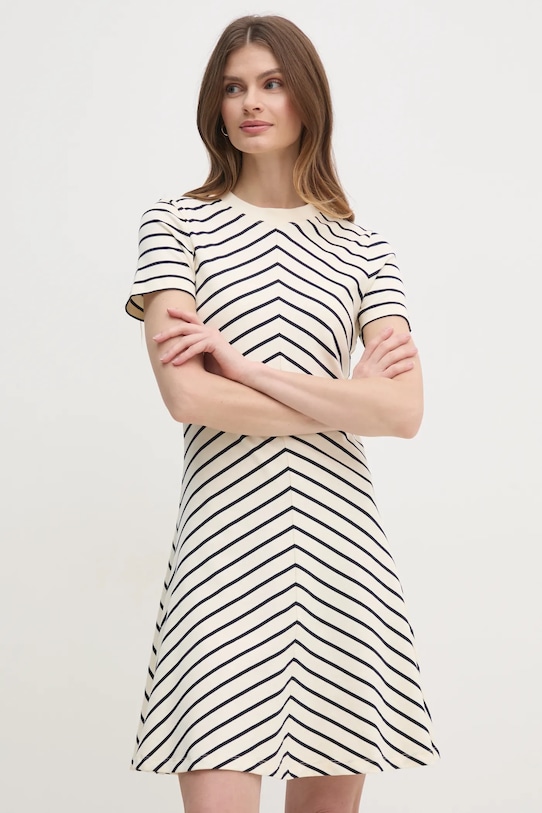 Tommy Hilfiger sukienka bawełniana wzorzyste beżowy WW0WW45521