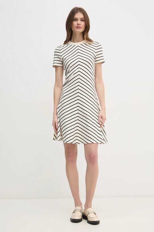 Βαμβακερό φόρεμα Tommy Hilfiger WW0WW45521 μπεζ SS25