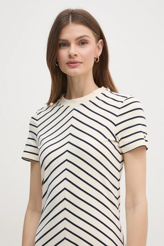 Tommy Hilfiger sukienka bawełniana beżowy WW0WW45521
