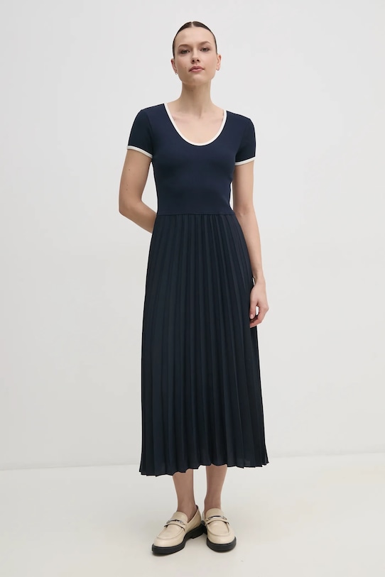 Šaty Tommy Hilfiger s elastanom tmavomodrá WW0WW44618