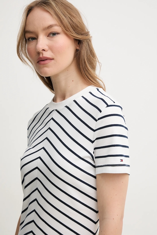 Bavlněné šaty Tommy Hilfiger WW0WW44547 bílá SS25