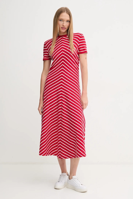 Pamučna haljina Tommy Hilfiger casual crvena WW0WW44547