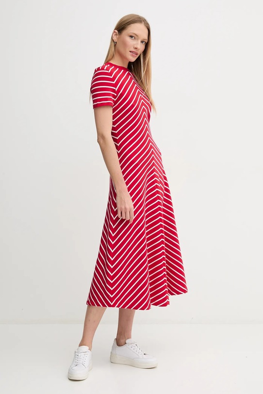 Pamučna haljina Tommy Hilfiger WW0WW44547 crvena SS25