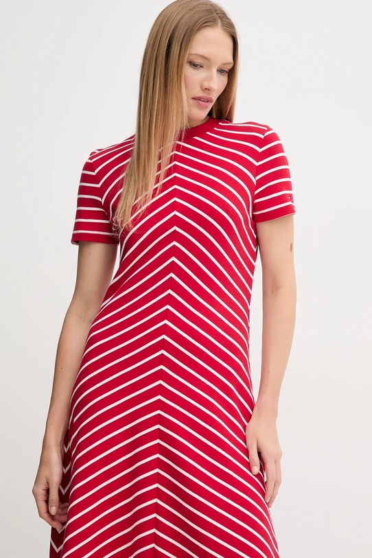 Pamučna haljina Tommy Hilfiger crvena WW0WW44547
