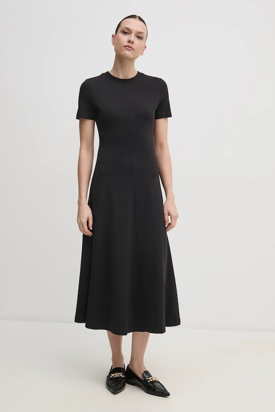 Tommy Hilfiger rochie din bumbac midi negru WW0WW44547