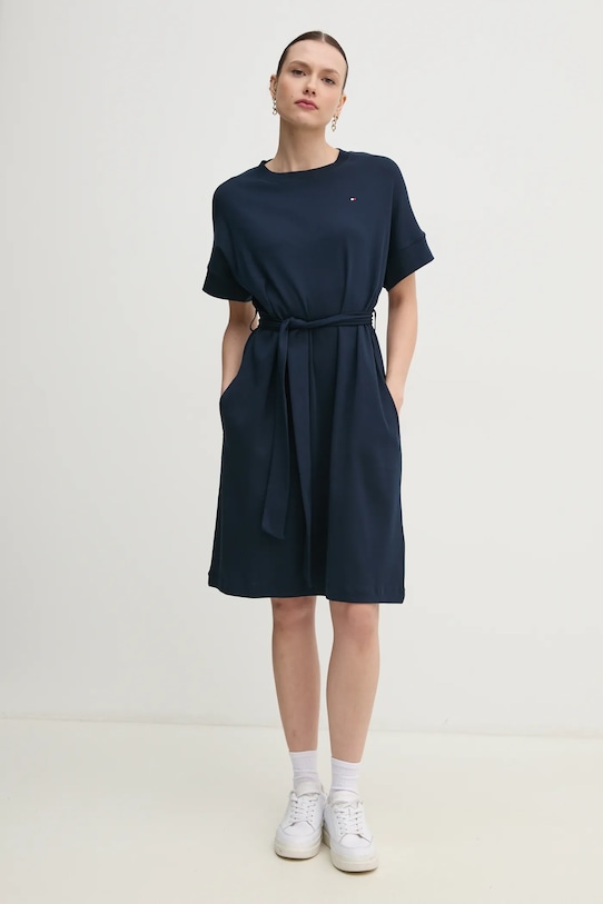 Tommy Hilfiger rochie din bumbac mini bleumarin WW0WW45520