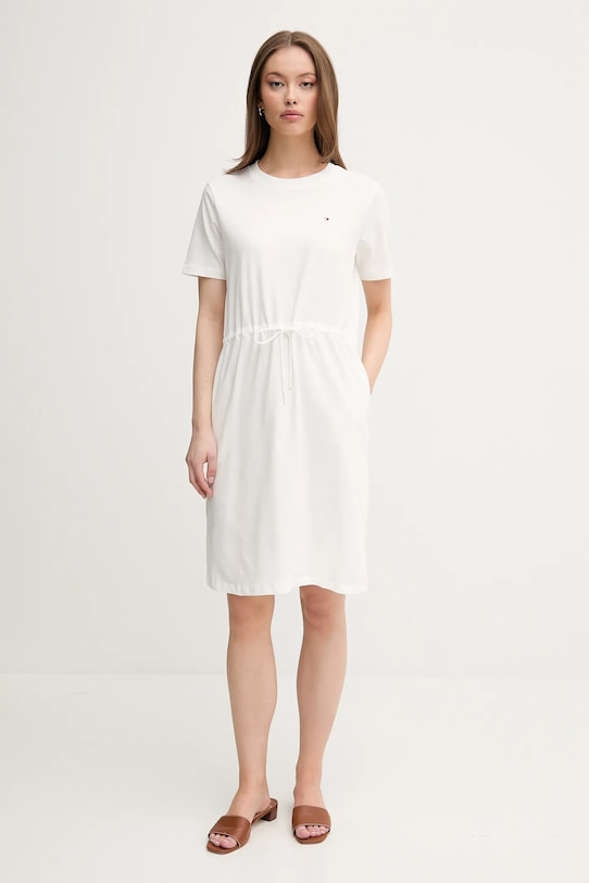 Tommy Hilfiger rochie din bumbac mini alb WW0WW45529