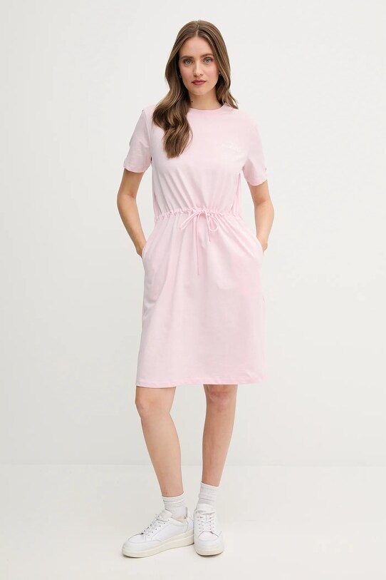 Pamučna haljina Tommy Hilfiger WW0WW45529 roza SS25
