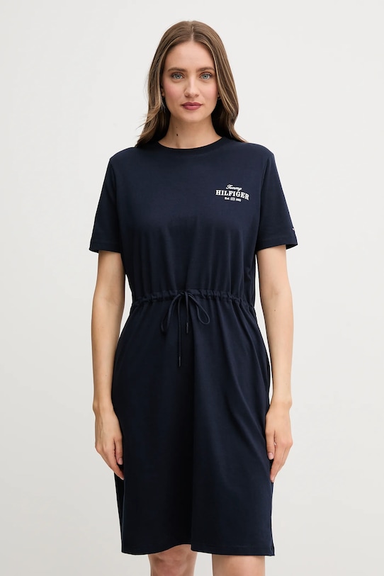 Tommy Hilfiger rochie din bumbac mini bleumarin WW0WW45529