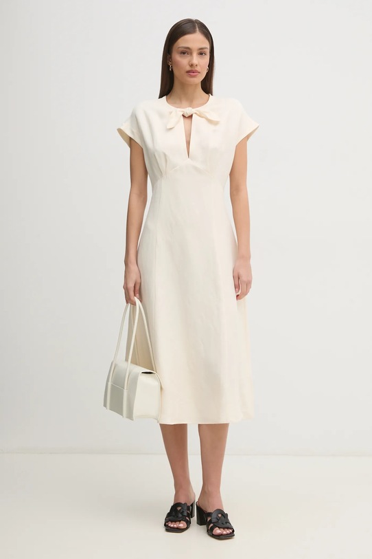 Платье с примесью шелка Tommy Hilfiger WW0WW44659 бежевый SS25