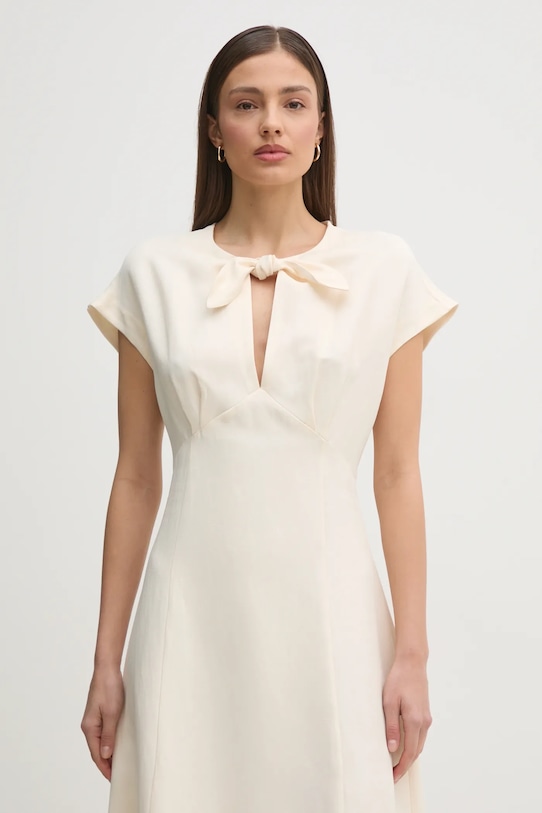 Сукня з домішкою льону Tommy Hilfiger бежевий WW0WW44659