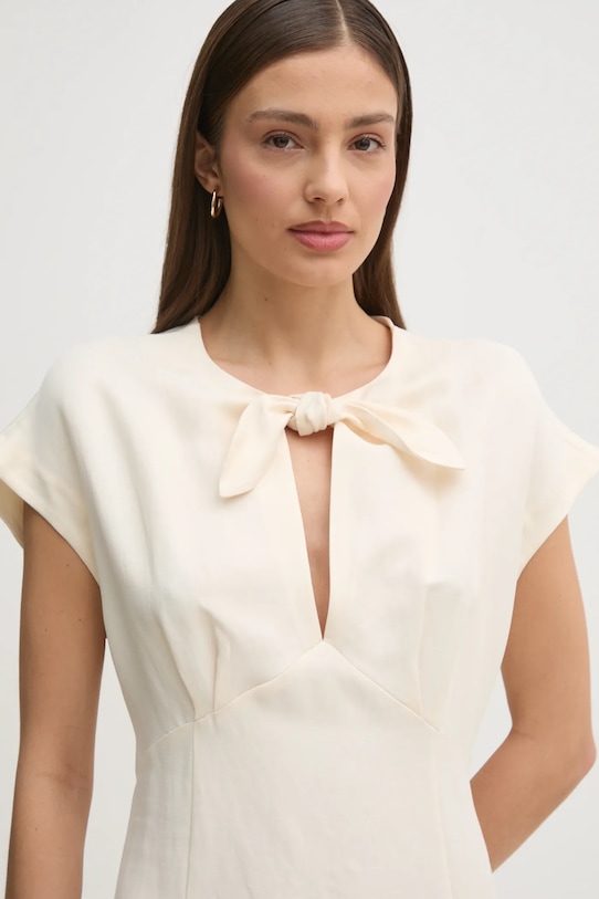 Сукня з домішкою льону Tommy Hilfiger WW0WW44659 бежевий
