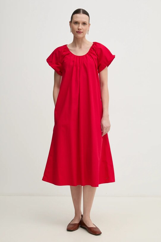 Памучна рокля Tommy Hilfiger памук червен WW0WW44667