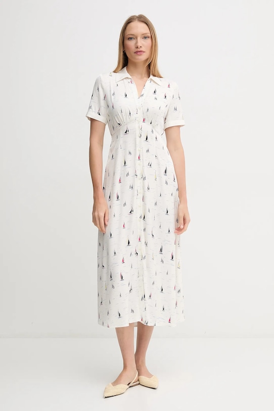 Tommy Hilfiger rochie cu guler bej WW0WW44668