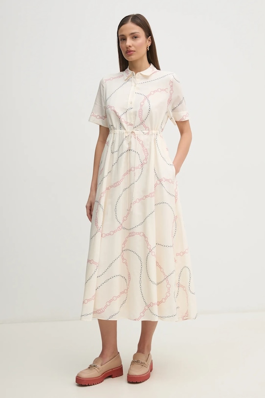 Tommy Hilfiger rochie cu guler bej WW0WW46009