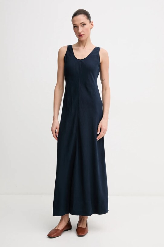 Tommy Hilfiger vászon ruha ujjatlan sötétkék WW0WW46171