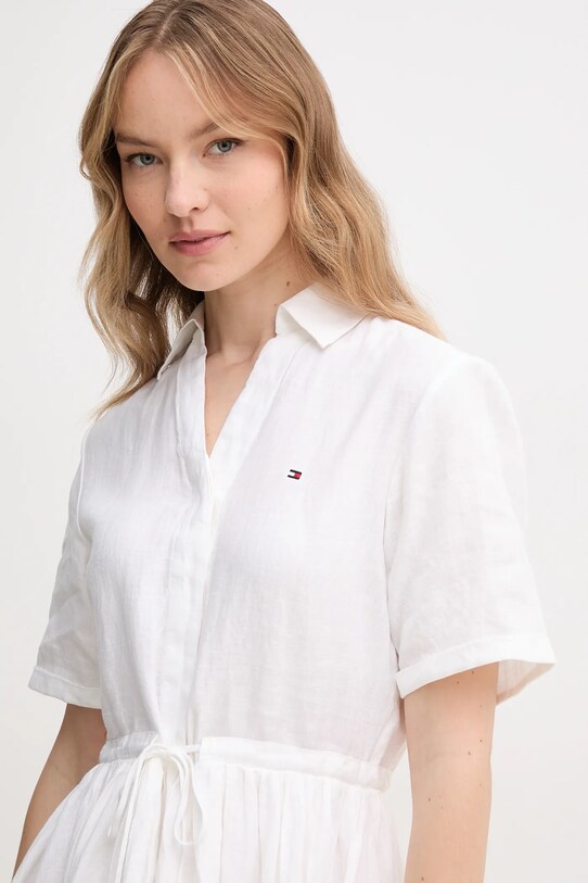 Tommy Hilfiger sukienka lniana WW0WW44672 biały