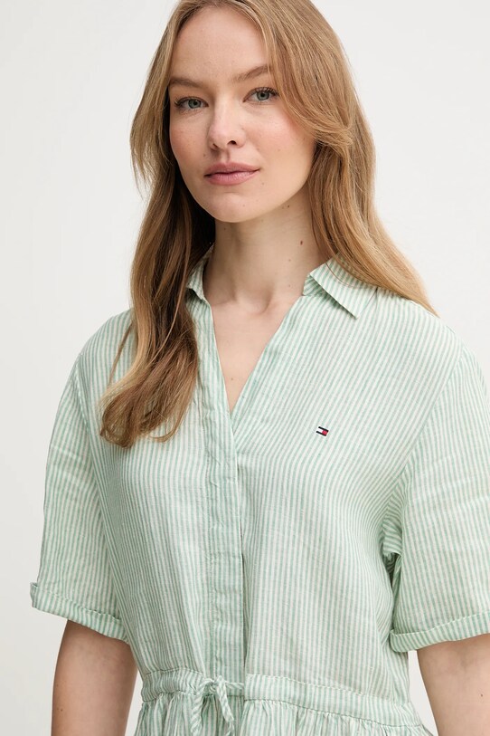 Tommy Hilfiger sukienka lniana zielony WW0WW44672