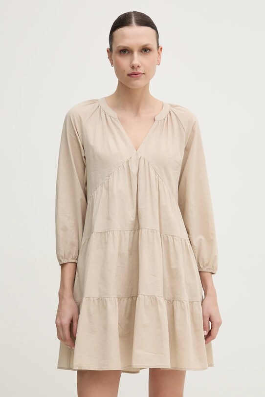 Dkny vestito in cotone mini beige DJ4D9021