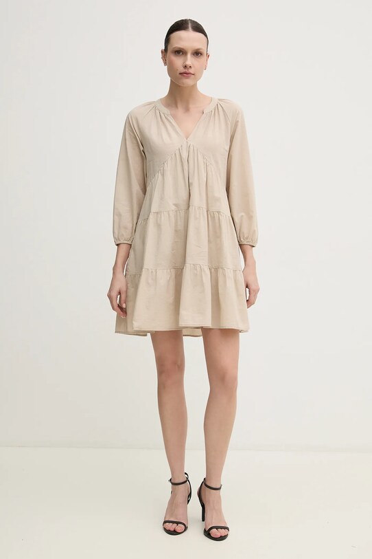 Dkny vestito in cotone DJ4D9021 beige SS25