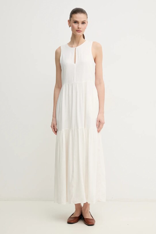 Lněné šaty Dkny DJ5D9059 béžová SS25