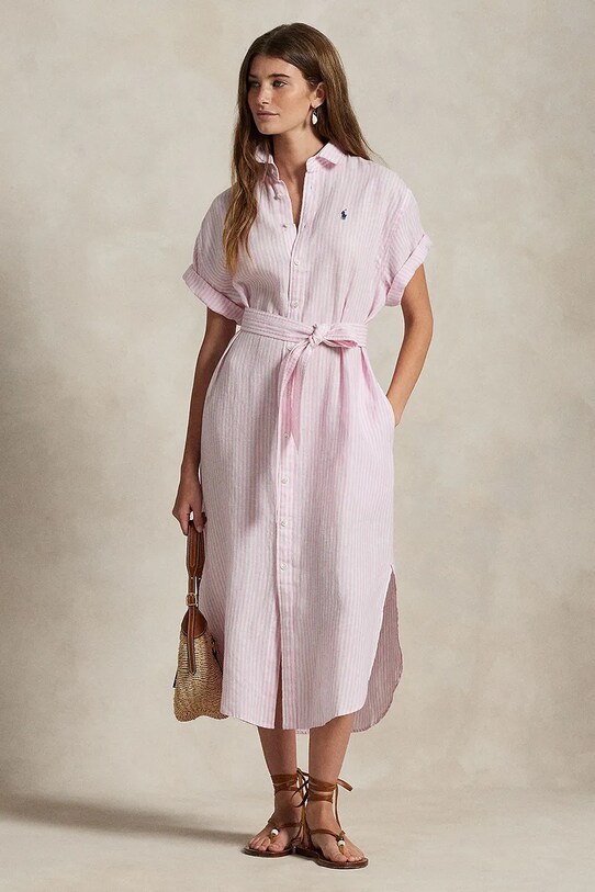 Льняна сукня Polo Ralph Lauren короткий білий 211965843