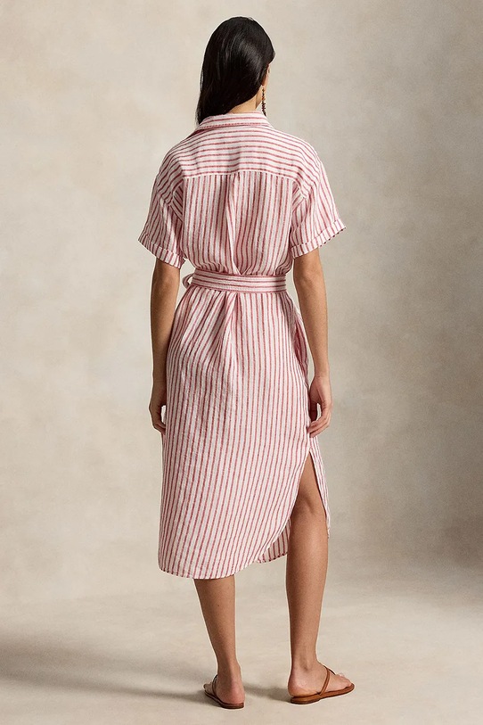 Polo Ralph Lauren srajčna obleka lanena 211965843 roza SS26