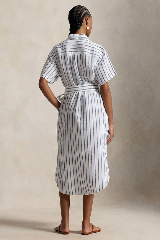 Polo Ralph Lauren srajčna obleka lanena 211965843 modra SS26