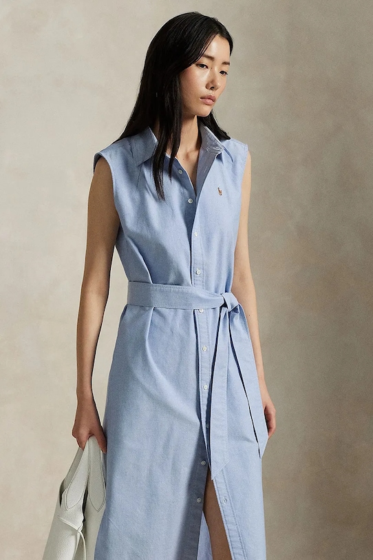 Odzież Polo Ralph Lauren sukienka bawełniana 211965853 niebieski