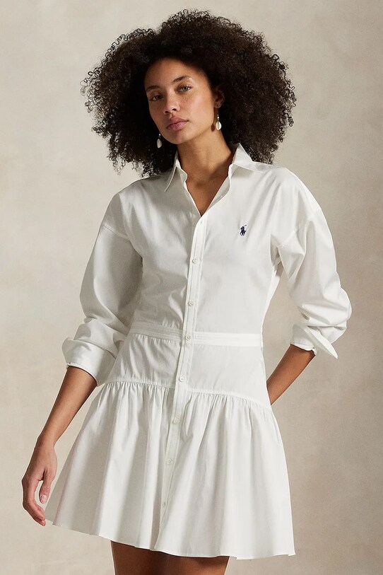 Îmbrăcăminte Polo Ralph Lauren rochie din bumbac 211965856 alb