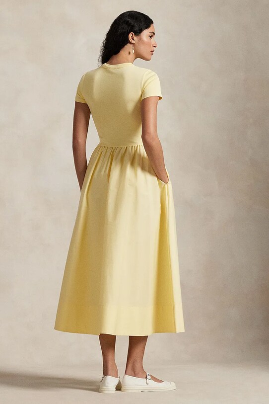 Polo Ralph Lauren rochie din bumbac 211966311 galben SS25