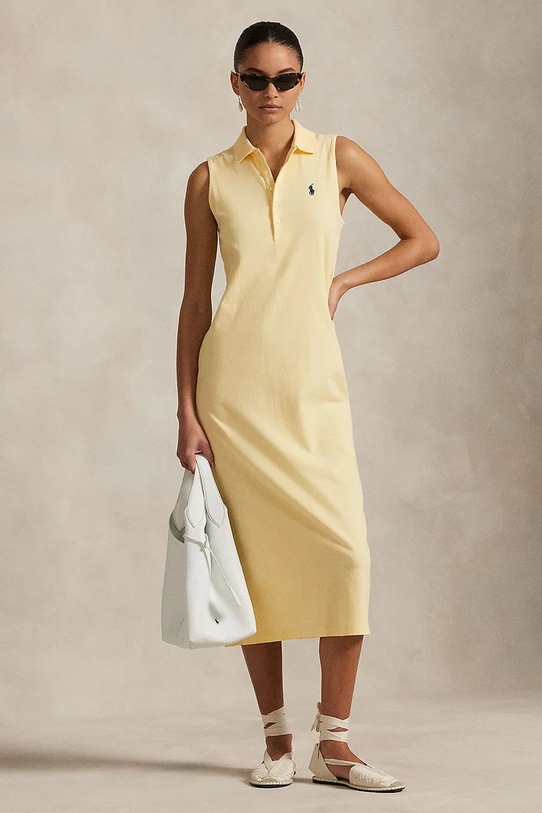 Polo Ralph Lauren sukienka bawełniana bawełna żółty 211968292
