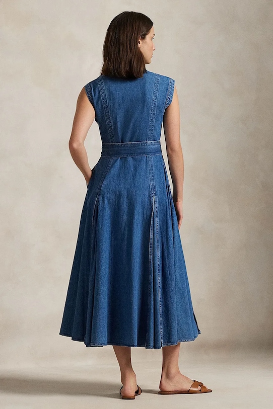 Polo Ralph Lauren rochie din denim 211969142 bleumarin SS25